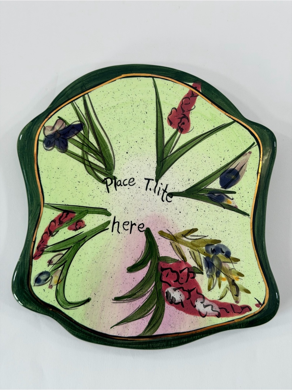 Blue Sky Clayworks Ceramic Tea Light Base Tile / Trivet - Hand Painted Floral